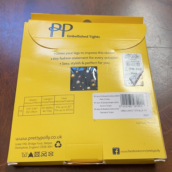 Pretty Polly Embellished Tights black with silver gold hardware NWT one size - Picture 2 of 2